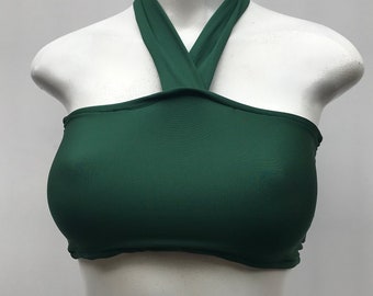 Halter top, rib top, bandeau top, strapless top, beachwear, woman clothing, crop top, festival top, tube top, bikini top