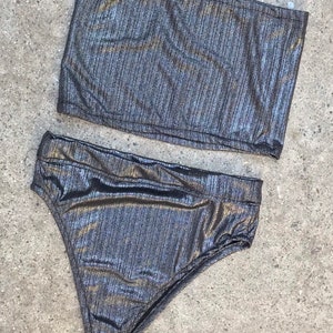 Charcoal gray shimmer set, bikini, , beachwear, swimwear, , festival fashion, rave fashion, shimmer set, gift