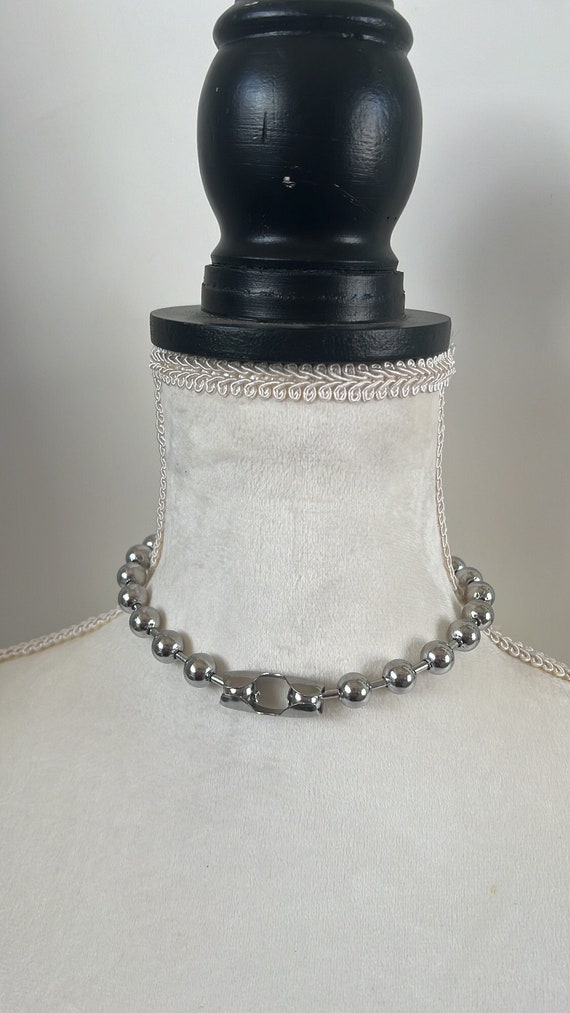 Ball Chain Choker | Stainless Steel Choker | Grunge Necklace  Silver Metal Ball Multi Layered Choker Statement Necklace main image 0