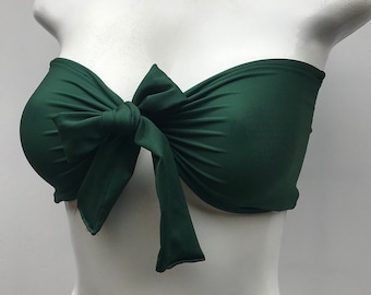 Bow rib top, bandeau top, strapless top, beachwear, woman clothing, crop top, festival top, tube top, bikini top