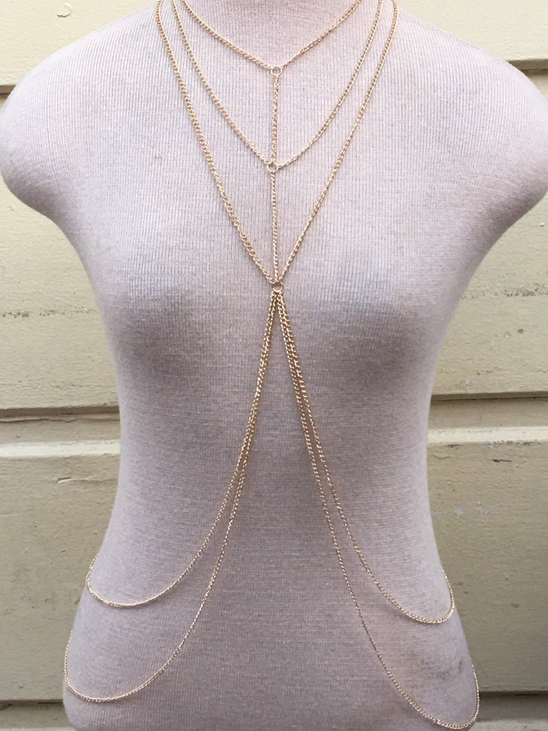 Body Chain, body jewelry, bikini body jewelry, layered body chain, stacking body chain, festival chain, bralette chain, harness body chain image 2