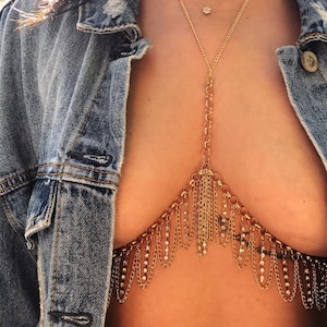 Body Chain, body jewelry, bikini body jewelry, festival body jewelry, layered body chain, beach body chain, gift, rave body chain, bra chain