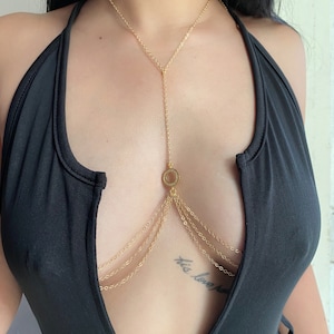 non pierced bralette | festival body jewelry | rave body jewelry | gift | cosplay body chain | costume body chain | mature