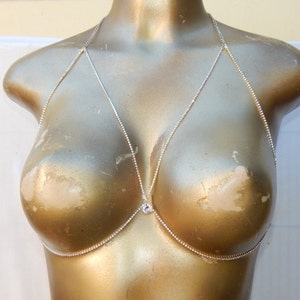 crystal bralette, bikini body jewelry, bralette chain, bra chain, festival jewelry, sexy body chain, gift for her image 3
