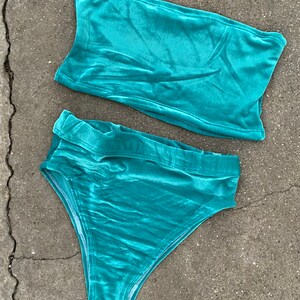 Electric Blue Velvet 2 Piece Set Bikini Costumes Beachwear - Etsy