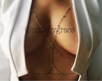 layering Body Chain, bikini body jewelry, bralette jewelry, beach jewelry, bra chain, bralette chain, festival body chain, gift for her