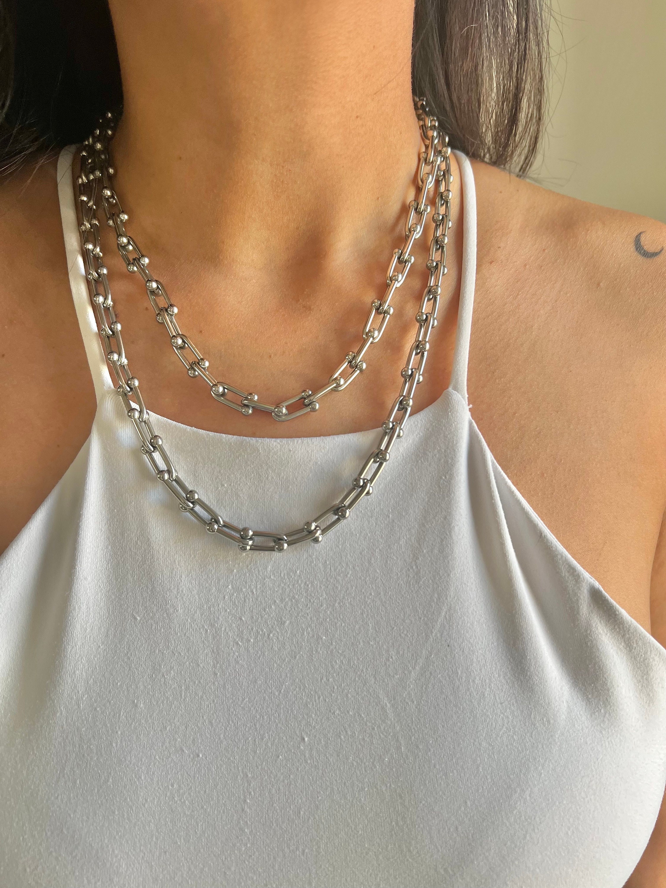 Stainless steel choker | grunge necklace | U chain choker | high polished necklace | opium necklace | high quality | unisex necklace