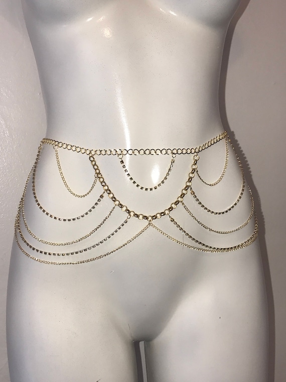Body Chain Gold Body Chain Bikini Body Jewelry Crystal Belly