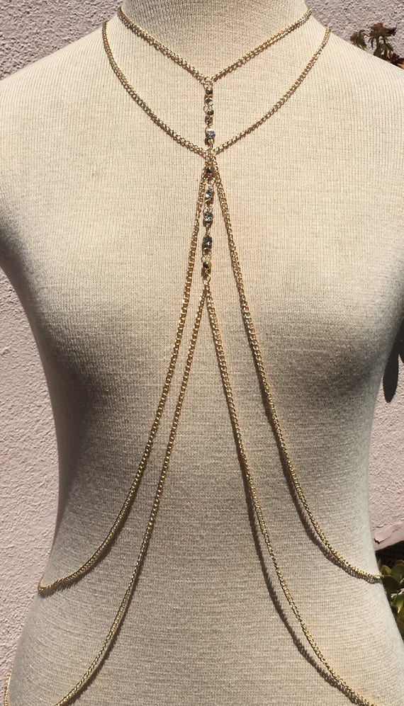 Collana Lunga Oro Con Cristalli: Girocollo Trendy E Luminoso!