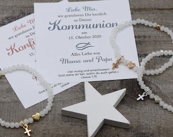 Geschenk zur Konfirmation, Kommunion, Firmung, Glasschliffperlen, Geschenke für Sie,  handgefertigt