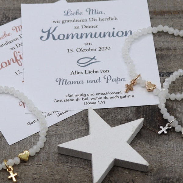 Geschenk zur Konfirmation, Kommunion, Firmung, Glasschliffperlen, Geschenke für Sie,  handgefertigt