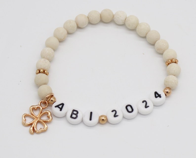 Armband 'Abi 2024' Marmor, Geschenk zum Abitur, Glücksbringer, Bild 7