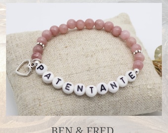 Geschenk für die 'Patentante', Patentante fragen, rosa Jade, edel, Taufpatin Armband