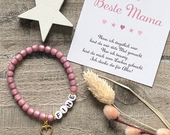 White Howlith pearl bracelet, personalized, pink gold plated letters, gifts for her, handmade