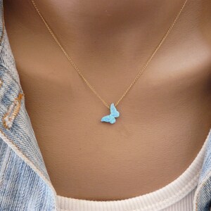 Butterfly necklace, Opal butterfly necklace, Butterfly jewelry, Delicate jewelry, Opal jewelry