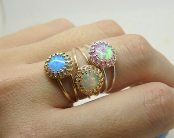 Gold Filled opal ring, Dainty ring, Opal ring, White opal ring, Opal jewellery, October birthstone ring