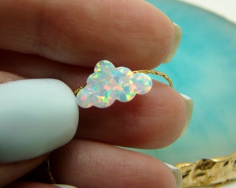 Cloud necklace, Gold cloud necklace, Cloud pendant, White Opal cloud necklace