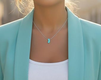 New Jersey necklace, NJ state jewelry, New Jersey pride, Opal state necklace, New Jersey charm necklace, New Jersey gift, New Jersey charm