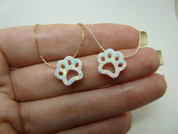 opal paw print necklace