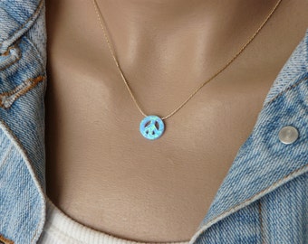 Peace sign necklace, Peace necklace, Peace sign, Opal peace sign necklace, Peace symbol, Peace jewelry, Peace sign pendant