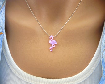 Pink Flamingo necklace, Opal Flamingo necklace, Flamingo jewelry, Summer jewelry, Gift for her