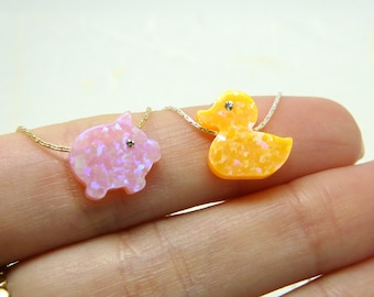 Rubber duck necklace, Pig necklace,  Animal necklace, Kids necklace, Children jewelry, Kids jewelry, Duck charm
