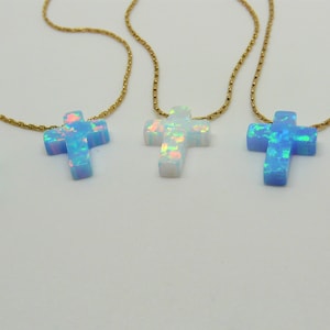 Cross necklace, Opal cross necklace, Blue cross necklace, Cross jewelry, Cross pendant, Cross necklace women image 4