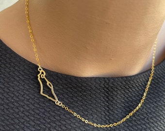 Israel Gold filled map necklace, Israel Necklace, Israel jewelry, Israel Pendant, Jewish jewelry, Judaica, Holy land necklace