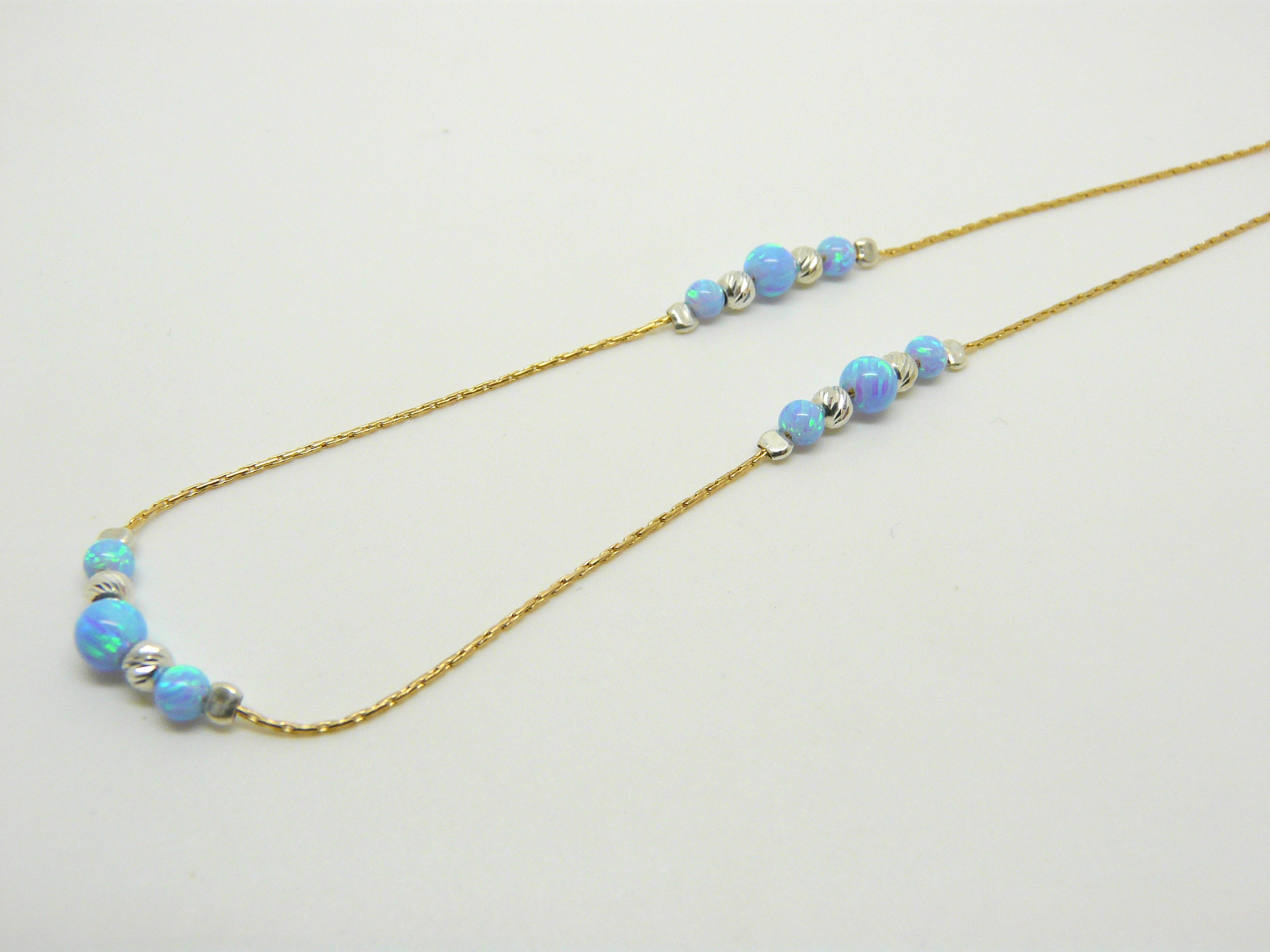 Opal Anklet Delicate Opal Anklet Blue Opal Anklet Sterling - Etsy