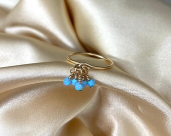 Blue opal Gold Filled ring, Opal jewelry, Dainty ring, Stacking ring, Minimalist ring, Elegant jewelry, Unique ring, Delicate Opal ring