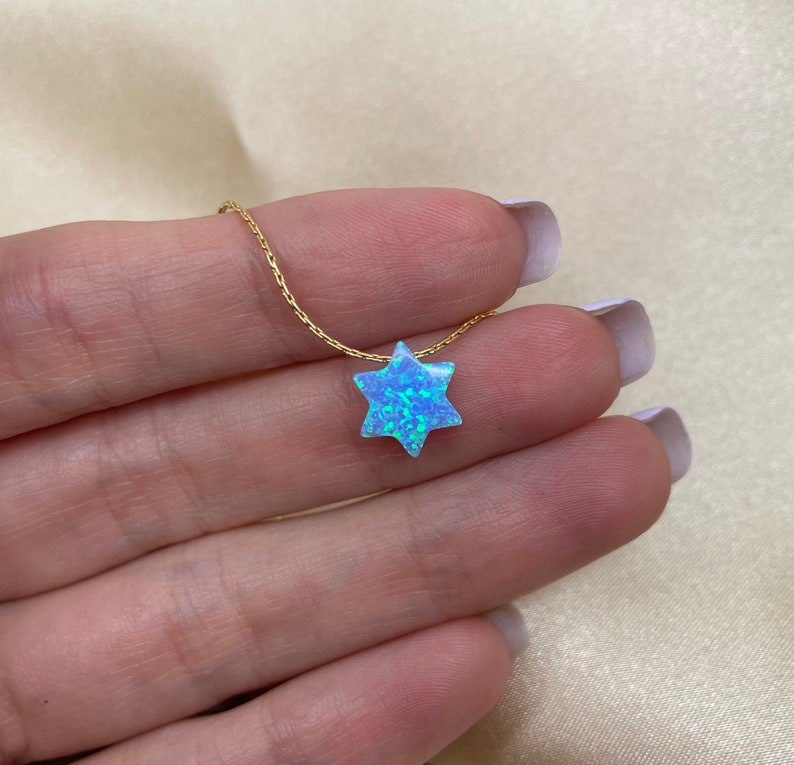 Star of David necklace, Opal Jewish star necklace, Jewish jewelry, Magen David necklace, Israeli jewelry, Israel necklace image 4