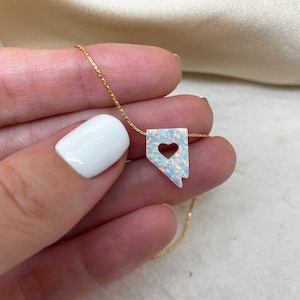 Nevada Opal Necklace with Heart Cutout, Nevada state necklace, Opal Nevada Pendant, Gold NV necklace, Nevada shape state necklace