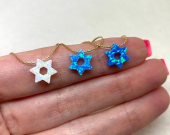 Opal Davidstern Halskette, jüdischer Schmuck, Bat Mitzwah Geschenk, Chanukkah Geschenk, minimalistische jüdische Halskette, jüdische Symbol Halskette