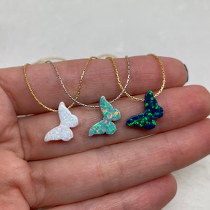 Butterfly necklace, Opal butterfly necklace, Butterfly jewelry, Delicate jewelry, Opal jewelry zdjęcie 7