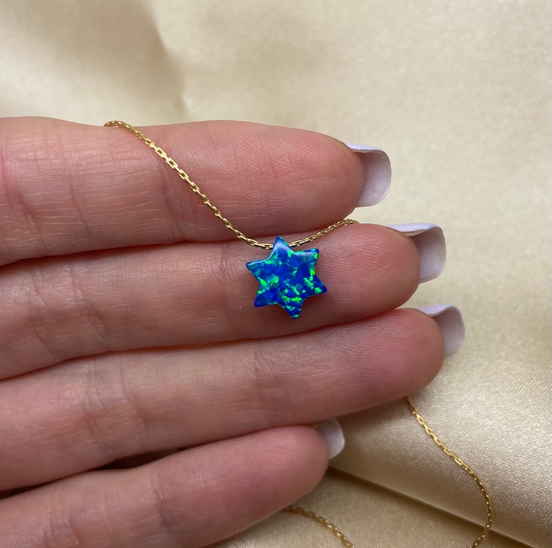 Star of David necklace, Opal Jewish star necklace, Jewish jewelry, Magen David necklace, Israeli jewelry, Israel necklace image 3