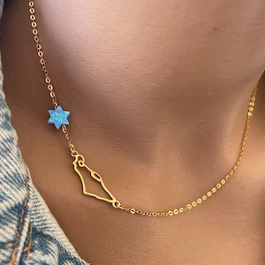Israel Gold filled map necklace with Magen David, Star of David, Israel jewelry, Israel Pendant, Jewish jewelry, Judaica, Made is Israel