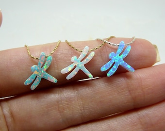 Dragonfly necklace, Opal dragonfly necklace, Dragonfly jewelry, Insect jewelry, Blue dragonfly, Kids necklace