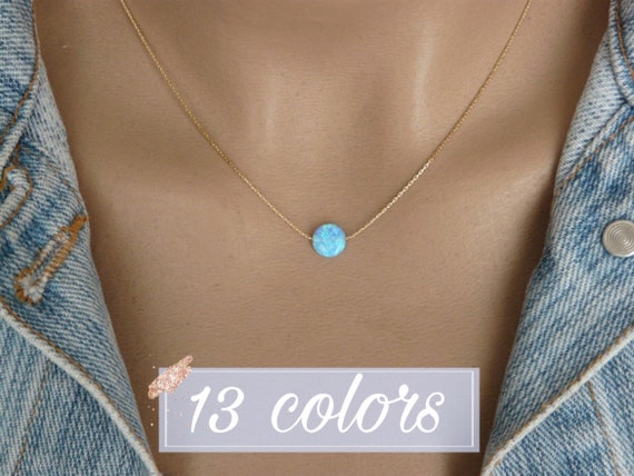 Blue Opal and Dual Disc Sterling Silver Necklace Blue Opal and Dual Disc Sterling Silver Necklace