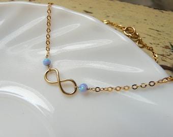 Infinity bracelet, Opal infinity bracelet, BFF bracelet, Gold Fill bracelet, Friendship bracelet, Delicate bracelet, Simple bracelet