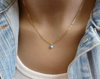 Opal Necklace, Blue Opal Necklace, Opal Jewelry, 14k Gold Filled Necklace, Everyday necklace, Minimalist Pendant, Delicate Necklace