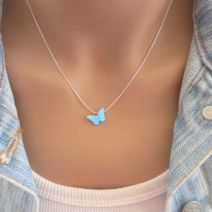 Butterfly necklace, Opal Butterfly necklace, Butterfly jewelry, Gold butterfly necklace, Silver butterfly