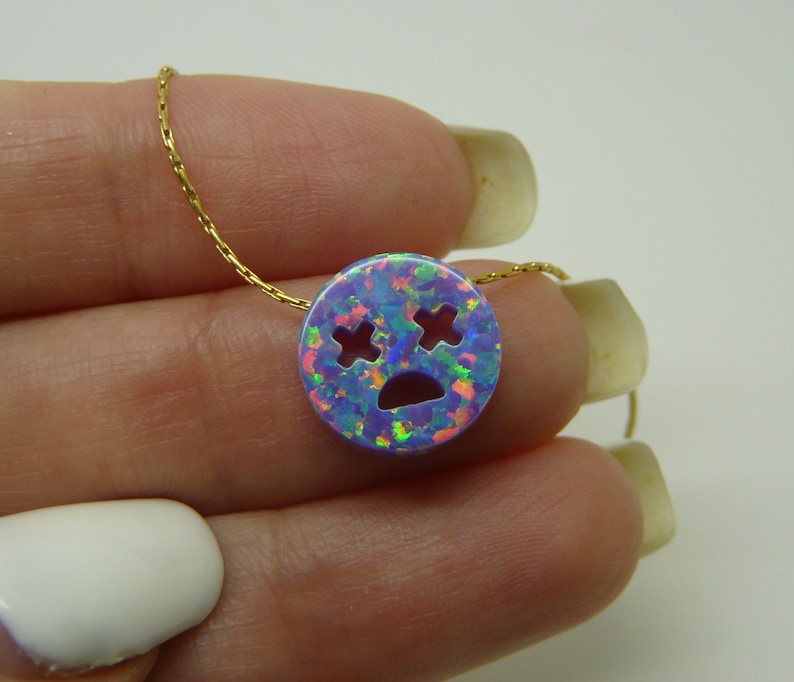 Collar de la cara sonriente joyería feliz Emoji collar Etsy España