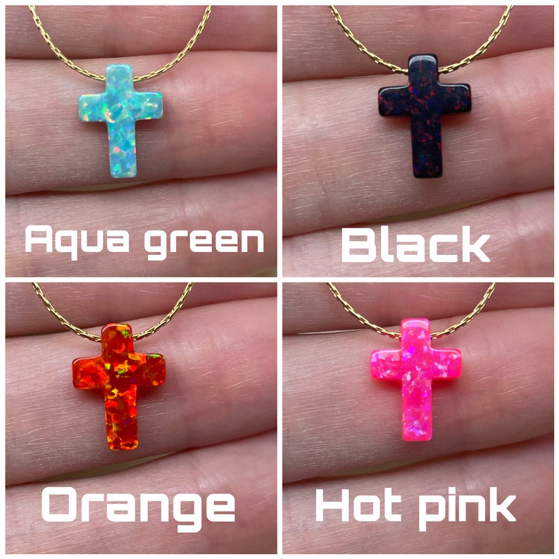 Cross necklace, Opal cross necklace, Blue cross necklace, Cross jewelry, Cross pendant, Cross necklace women image 8