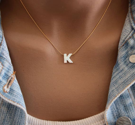 Opal monogram deals necklace