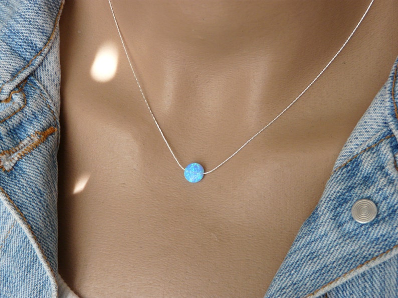 Opal coin necklace Opal necklace Delicate Opal necklace image 8