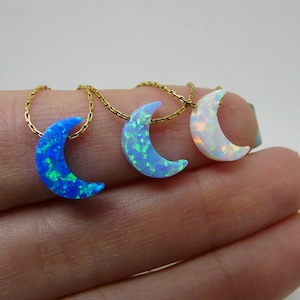 Opal moon necklace, Moon necklace, Crescent moon necklace, celestial jewelry, Boho necklace, Crescent necklace, Moon pendant, Half moon