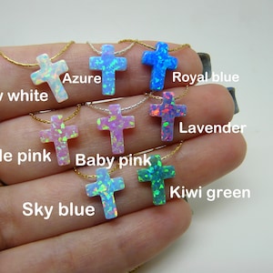 Cross necklace, Opal cross necklace, Blue cross necklace, Cross jewelry, Cross pendant, Cross necklace women image 7