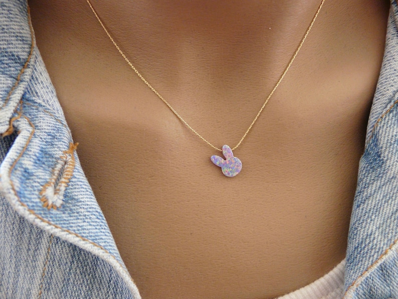 Bunny necklace Kids necklace Rabbit necklace Purple bunny Etsy