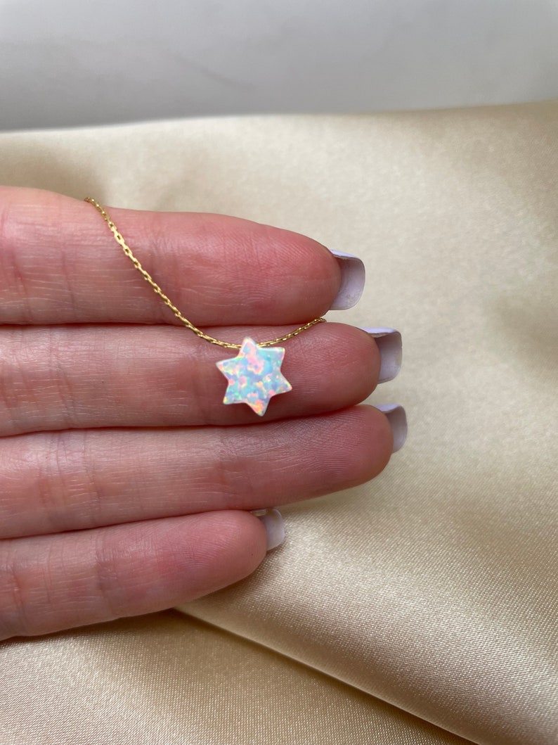 Star of David necklace, Opal Jewish star necklace, Jewish jewelry, Magen David necklace, Israeli jewelry, Israel necklace image 5