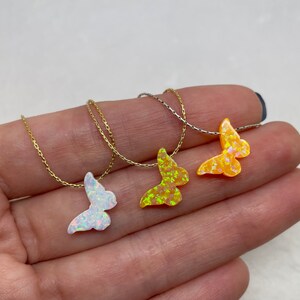 Butterfly necklace, Opal butterfly necklace, Butterfly jewelry, Delicate jewelry, Opal jewelry zdjęcie 5